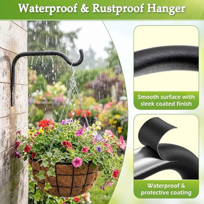 Lifyzoon Plant Hanger Brackets - 8 Inch 2 Pack Metal Outdoor Wall Hooks - size: 8Inch-2Pack