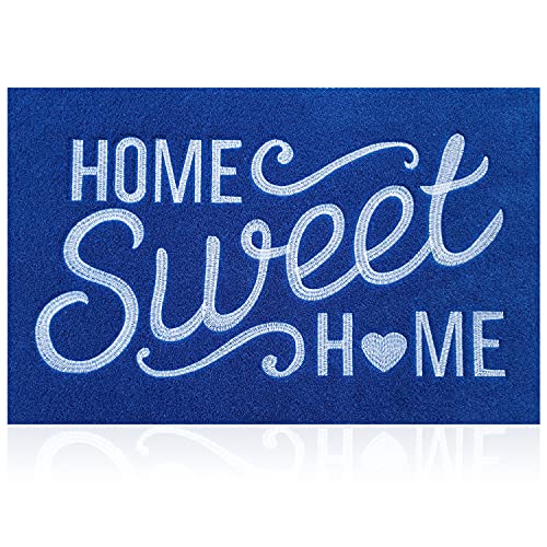AAZZKANG Blue Door Mat Non Slip Durable Doormat for Outdoor Indoor,Easy to Clean Front Door Welcome Mats for Entrance,Patio - color: Blue, size: 18" x 28" (Rectangular)