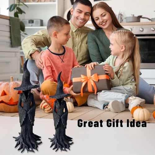 Halloween Witch Statue – 11.81" Gothic Resin Figurine, Retro Magician Decor, Dark Fantasy Ornament for Home, Festival, and Party Display