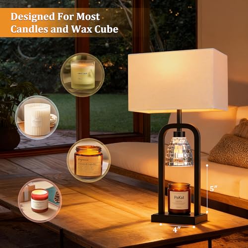 PoKat 21.5'' Matte Black Table Lamps Set of 2 with Candle Warmer & Gift Box - color: Set of 2 - Black