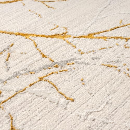 LUXE WEAVERS Modern Abstract Non-Shedding Area Rug Gold 4x5 - color: Gold, size: 4' x 5' (Rectangular)