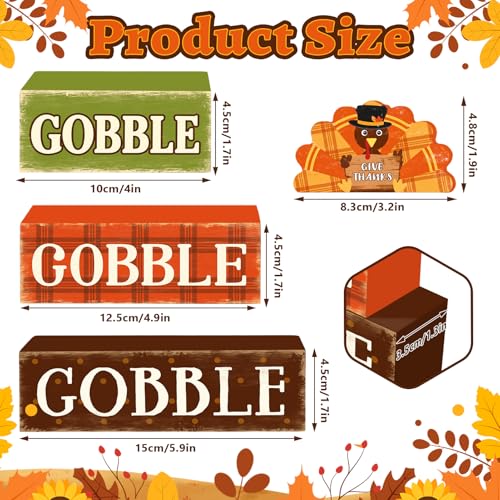 Britimes Tiered Tray Decor Set, 4 Pack, Wooden, Thanksgiving Turkey - style: Gobble Turkey