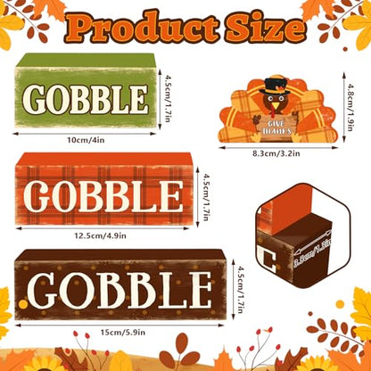 Britimes Tiered Tray Decor Set, 4 Pack, Wooden, Thanksgiving Turkey - style: Gobble Turkey
