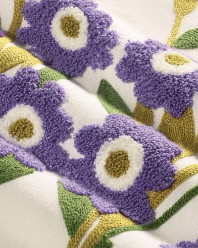Embroidered Floral Throw Pillow Cover 18x18 Inch, Purple Flower - color: Purple Flower, size: 18" x 18" (Pack of 1)