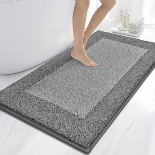 anllugs Bathroom Rugs, 30" x 60" Soft Bath Rugs, Grey & Dark Grey - color: Grey & Dark Grey, size: 30" X 60"
