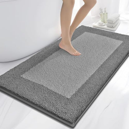 anllugs Bathroom Rugs, 30" x 60" Soft Bath Rugs, Grey & Dark Grey - color: Grey & Dark Grey, size: 30" X 60"