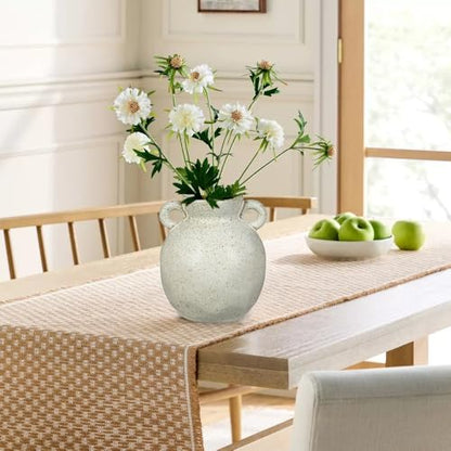 White Flower Ceramic Vase Rustic Ceramic Farmhouse Floral Vase 8.2 Inch - size: 8 inches