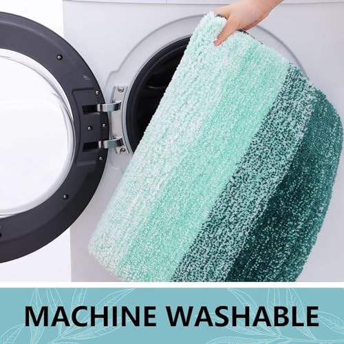 Arotive Microfiber Bathroom Rugs, Shaggy Soft Absorbent Bath Rug, 47x20 - color: Dark Green, size: 47" X 20"