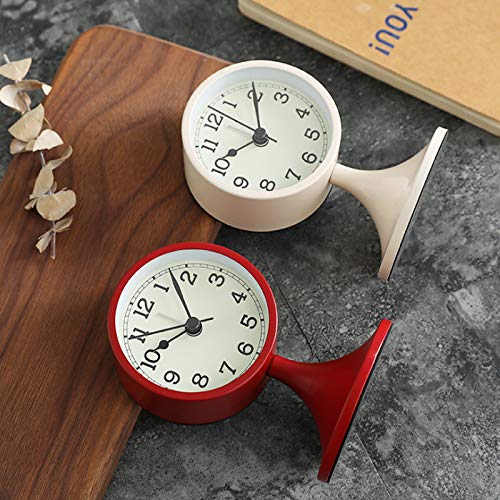 3" Round Quartz Analog Metal Alarm Clock Silent Non Ticking Desk Clock - color: White