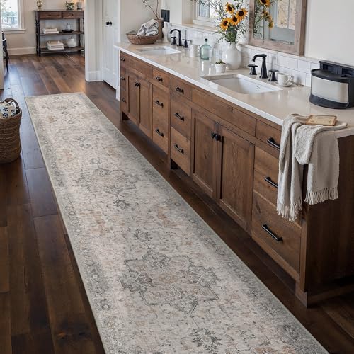 BESBLEE 2'6"x14' Washable Runner Rug Non Slip for Hallway Light Taupe Brown - color: Light Taupe Brown, size: 2'6" x 14' (Runner)