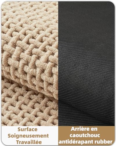 Color&Geometry Beige 60x24 Waffle Bath Mat, Rubber Non Slip Bathroom Rug - color: Beige, size: 24"x60"