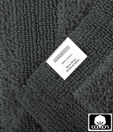 COTTON CRAFT 2 Pack Reversible Bath Mat Rug - Plush -17x24- Charcoal Grey - color: Charcoal, size: 17x24 Inches