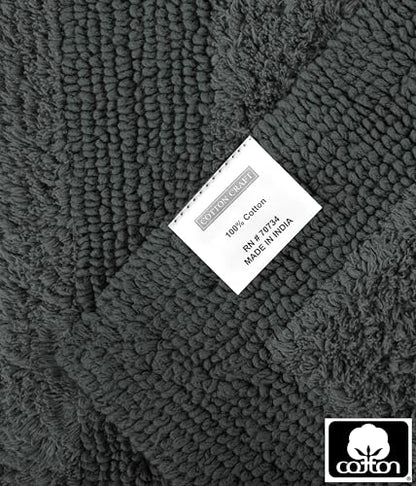 COTTON CRAFT 2 Pack Reversible Bath Mat Rug - Plush -17x24- Charcoal Grey - color: Charcoal, size: 17x24 Inches