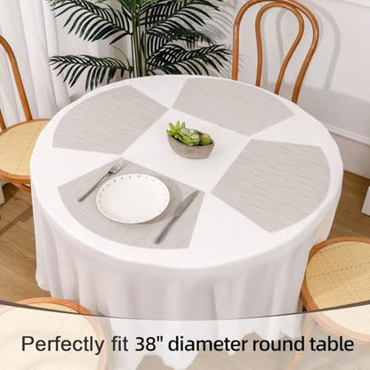 SHACOS Wedge Placemats for Small Round Table Set of 4 Woven Vinyl PVC Placemats Heat Resistant Wipeable Indoor Outdoor Table Mats (4, Beige) - color: Beige