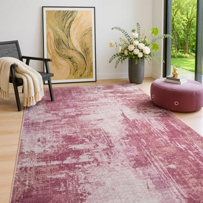 Merelax 3x5 Pink Area Rug Washable Non-Slip Low Pile Entryway Carpet - color: Pink, size: 3' x 5'(36''x60'')