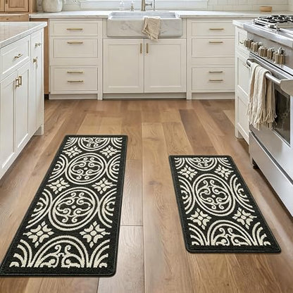 Kitchen Rug Non Slip Washable 18x28 Black Vintage Sink Mat - size: 18''×28''