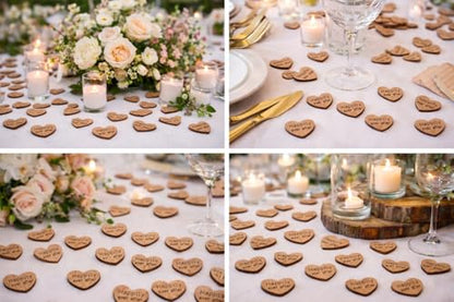 Happily Ever After Engraved Wooden Heart Table Scatter, 100 Count
