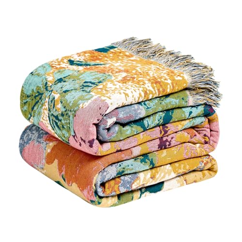 LUTBM Boho Throw Blanket for Bed 60"x80", All Season Cotton Couch Blankets - color: Countryside, size: 60"×80"