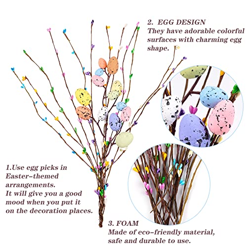 Artificial Easter Spray Vine with Pastel Easter Eggs and Berries- Decorative Spring Floral Stems-Easter Egg Twig Branches for Floral Arrangement-Centerpiece Wreath Decoration (26 Pcs)