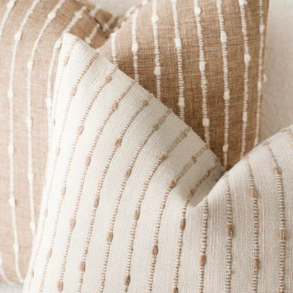 Foindtower Boho Striped Boucle Lumbar Throw Pillow Covers 12x20 Cream Camel - color: Irish Cream, size: 20" x 12" (Pack of 2)