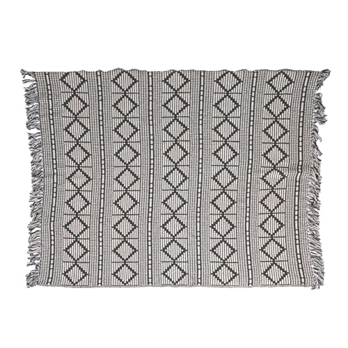 Bloomingville Soft Recycled Cotton Blend Throw with Diamond Pattern, Green and Beige - color: Green