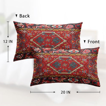 Britimes Throw Pillow Covers Set of 2, 12 x 20 Inch, Aztec Tribal Red - color: Ethnic Tribal 7, size: 20" x 12" (Pack of 2)