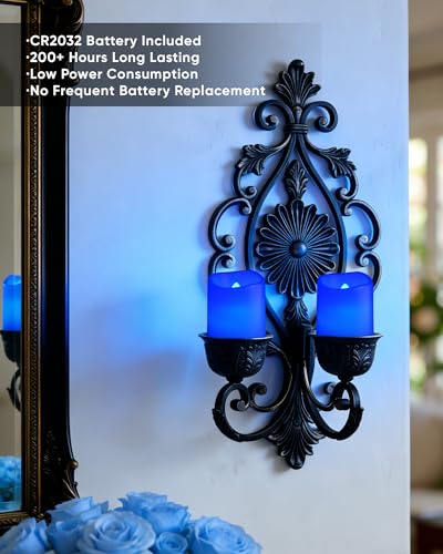 Homemory 24 Pack Blue Flameless Flickering LED Votive Tealights Candles - color: Blue (Blue Light), size: 24 Pack