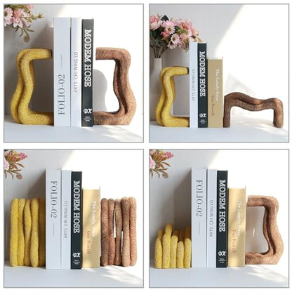 Lukitas Unique Wave Decorative Bookends Heavy Duty Book Holder, Resin 7.5'' - color: Wave