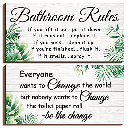Jetec 2 Pcs Funny Bathroom Signs Wall Decor Farmhouse,Leaves Style - style: Leaves Style