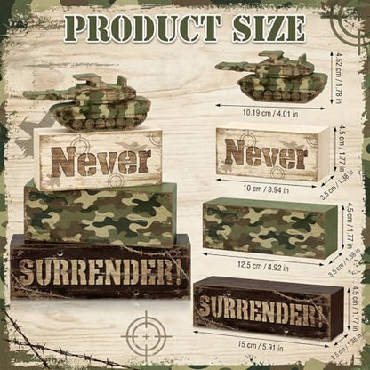 Britimes Tiered Tray Decor Set, 4 Pack, Wooden Table Sign, Camo Military - color: Camo