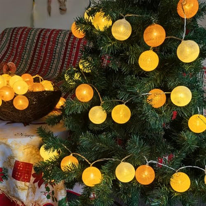 3M/10Ft 30 Yellow Orange White Ball LED Battery Operated String Fairy Light - color: Yellow Ornage
