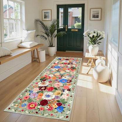 Rug for Hallways Kitchen Runner 2x8 Green - color: Green, size: 2' x 8' (Rectangular)