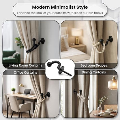 UrbanRed Metal Curtain Holdbacks, 2 Pack Curtain Tiebacks for Wall