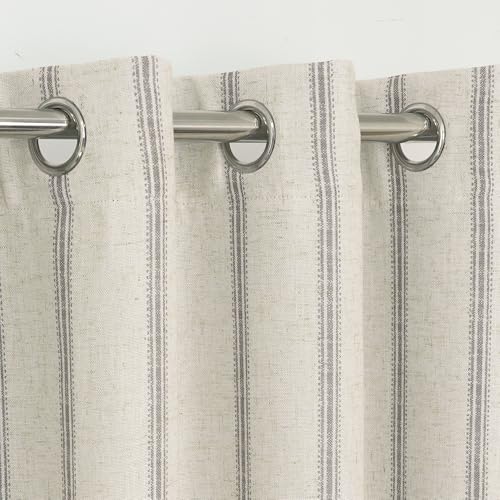 DriftAway Farmhouse Linen Stripe Blackout Curtains, W52xL36, Gray - color: G Gray Stripe, size: 52"W x 36"L (Pack of 2)