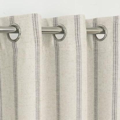 DriftAway Farmhouse Linen Stripe Blackout Curtains, W52xL36, Gray - color: G Gray Stripe, size: 52"W x 36"L (Pack of 2)