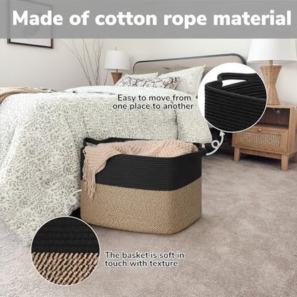 Goodpick 50L Large Woven Storage Basket, 18" x 14" x 12", Black Jute - color: Black, size: 18"L x 14"W x 12"H