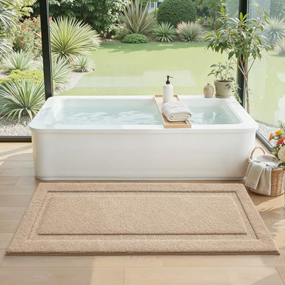 LUMI Ultra Soft Bathroom Runner Rugs, Non Slip Bath Mat 24x60, Beige - color: Beige, size: 24" X 60"