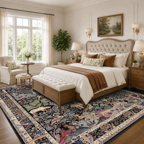 10x14 Large Area Rug, Jungle Animal Print Rug for Living Room - color: Black/Multi, size: 10' x 14' (Rectangular)