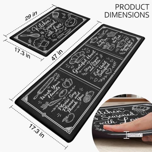 Kitchen Rugs for Floor 2 Pcs Memory Foam Padded Anti Fatigue Kitchen Mat - color: With Sayings