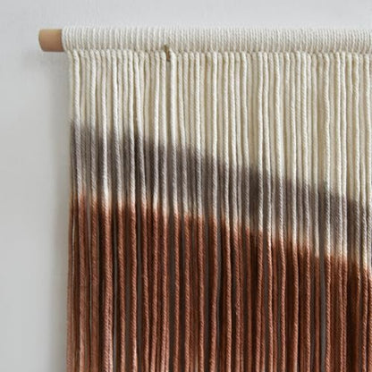 Flber Macrame Wall Hanging Blue Dip Dye for Bedroom 27" W x 19" L - color: Brown and Blue, size: 27"W*19"L