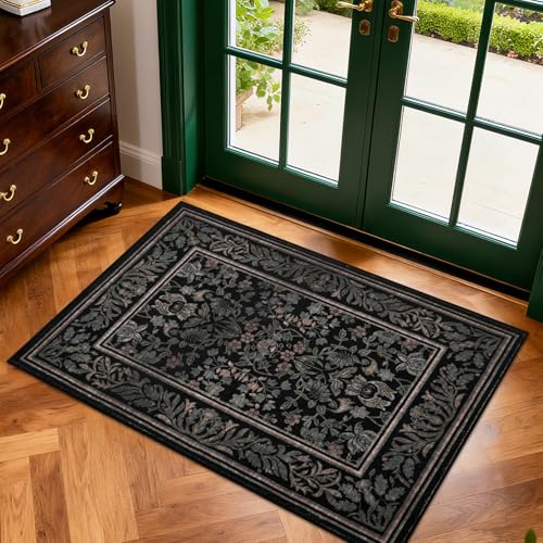GarveeHome Small Area Rugs 2x3 Non Slip Washable Entryway Rug, Black - color: Black, size: 2' x 3' (Rectangular)