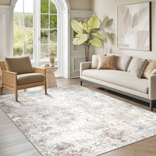 Beige Grey Washable Rugs 5x7 Area Rugs for Living Room,Bedroom,Dining Room - color: Brown-grey-beige-slate, size: 5' x 7' (Rectangular)