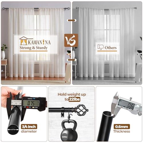 KAMANINA 2 Pack Curtain Rods 32 to 86 Inch, Adjustable Single Rod, Black - color: Black, size: 32-86" (2 Pack)