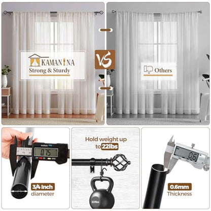KAMANINA 2 Pack Curtain Rods 32 to 86 Inch, Adjustable Single Rod, Black - color: Black, size: 32-86" (2 Pack)