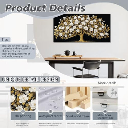 Tree of Life Wall Art Black and Yellow Canvas Prints Modern Artwork 20"x40" - color: gold, size: 20"L x 40"W