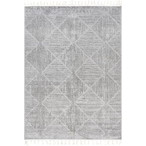 nuLOOM Kerry Light Grey Geometric Power Loomed Area Rug, 8' x 10' - color: Kerry Light Grey, size: 7'10" x 10' (Rectangular)