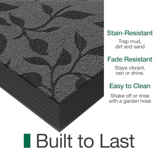 LUMI Outside Welcome Door Mat 24x36, Non-Slip Heavy Duty Dirt Trapper, Grey - color: Grey Gold Leaf, size: 24"x36"