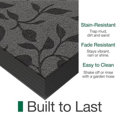 LUMI Outside Welcome Door Mat 47x71, Non-Slip Heavy Duty Dirt Trapper, Grey - color: Grey Gold Leaf, size: 47"x71"