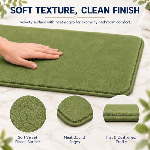 Green Bathroom Set Extra Soft Memory Foam Bath Mat Sets 3 Piece Non Slip Absorbent & Dry Living Mat Sets Washable Bath Carpets with Toilet Rug,Bath Rugs for Bathroom,Tub,Shower,Kitchen,Bedroom - color: Lime Green