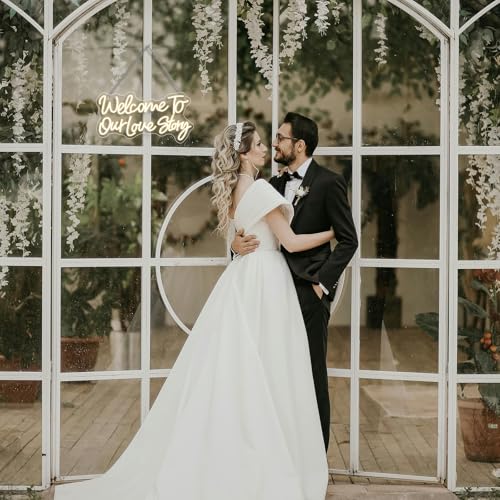 Welcome to Our Love Story Neon Sign Wedding Warm White Led Lights - color: Colorful-A-welcome to our lovestory